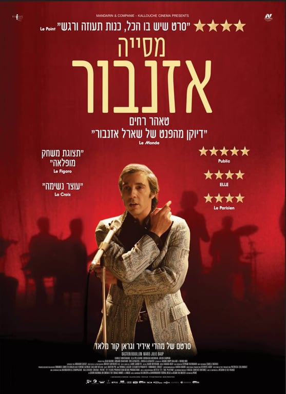 שחקן הסרט עומד בחליפה מחויטת ומצביע באצבע למעלה