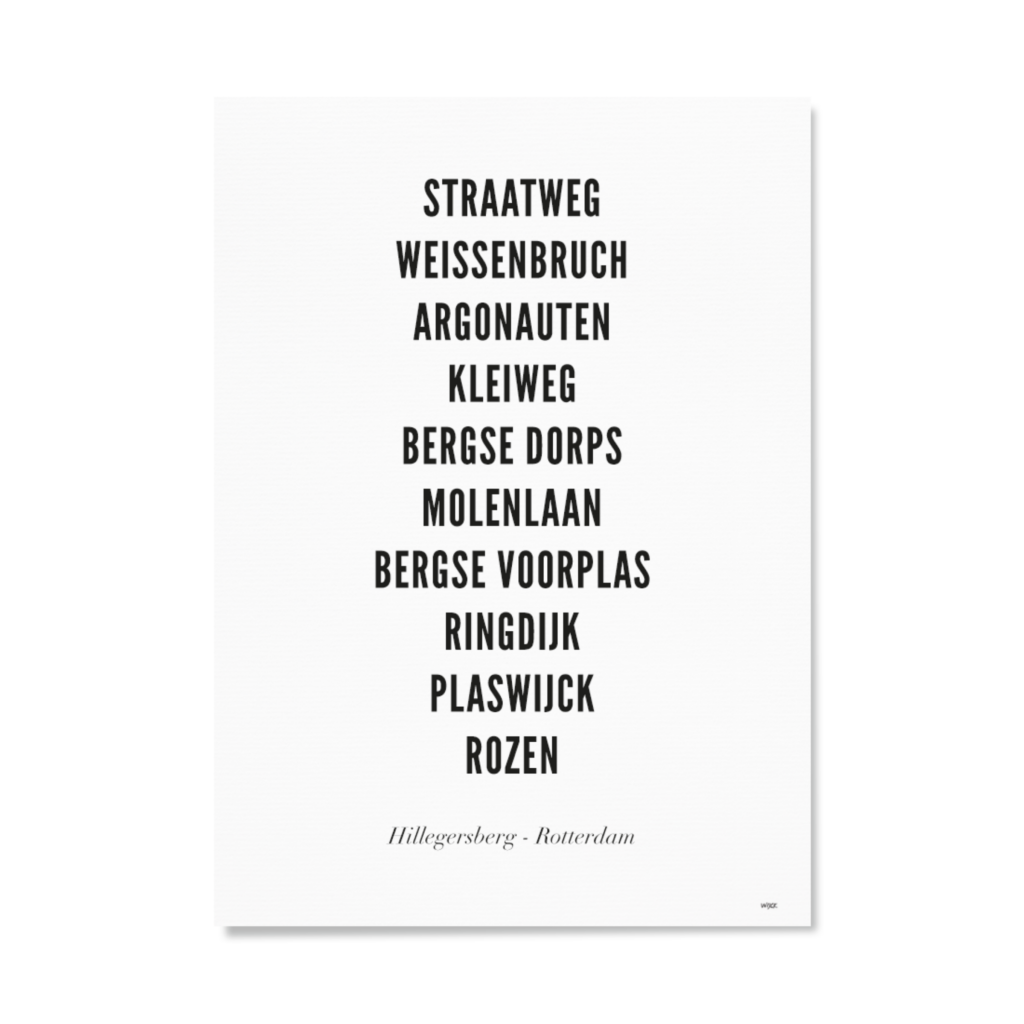 Poster von Rotterdam - Hillegersberg (typo) | WIJCK.
