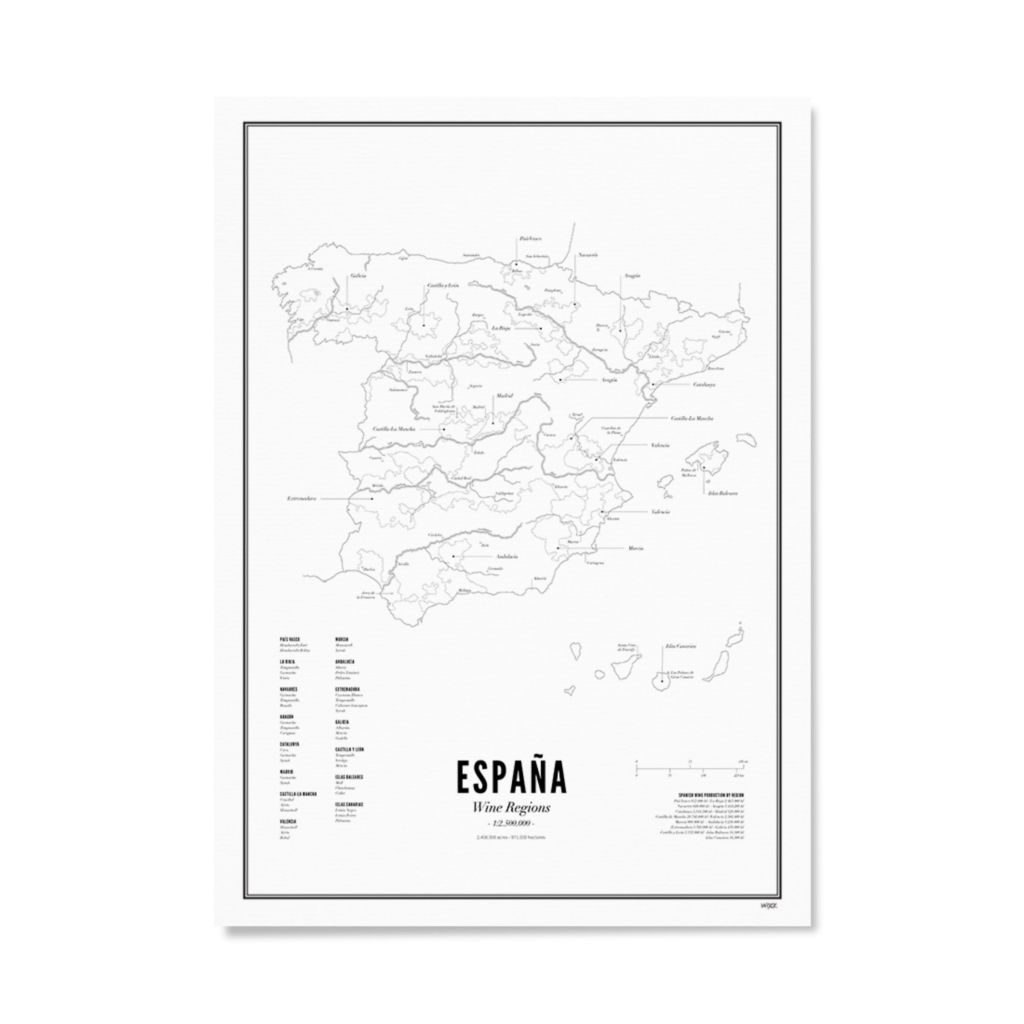 Poster van Spanje - Wijnregio's | WIJCK. 