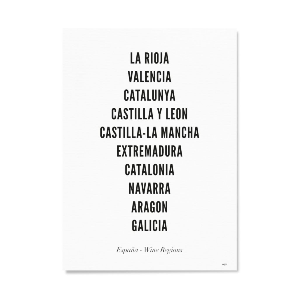 Poster van Spanje - Wijnregio's - Typo | WIJCK. 