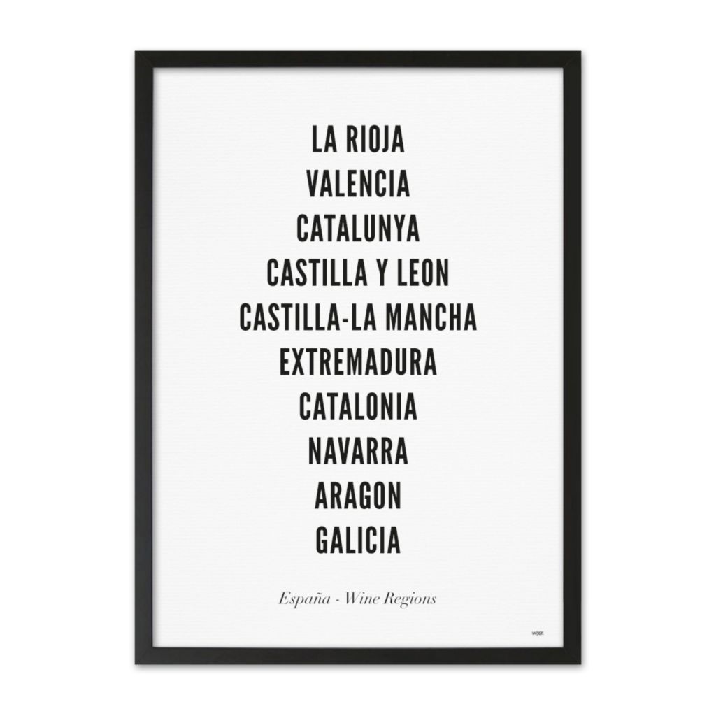 Poster van Spanje - Wijnregio's - Typo | WIJCK. 