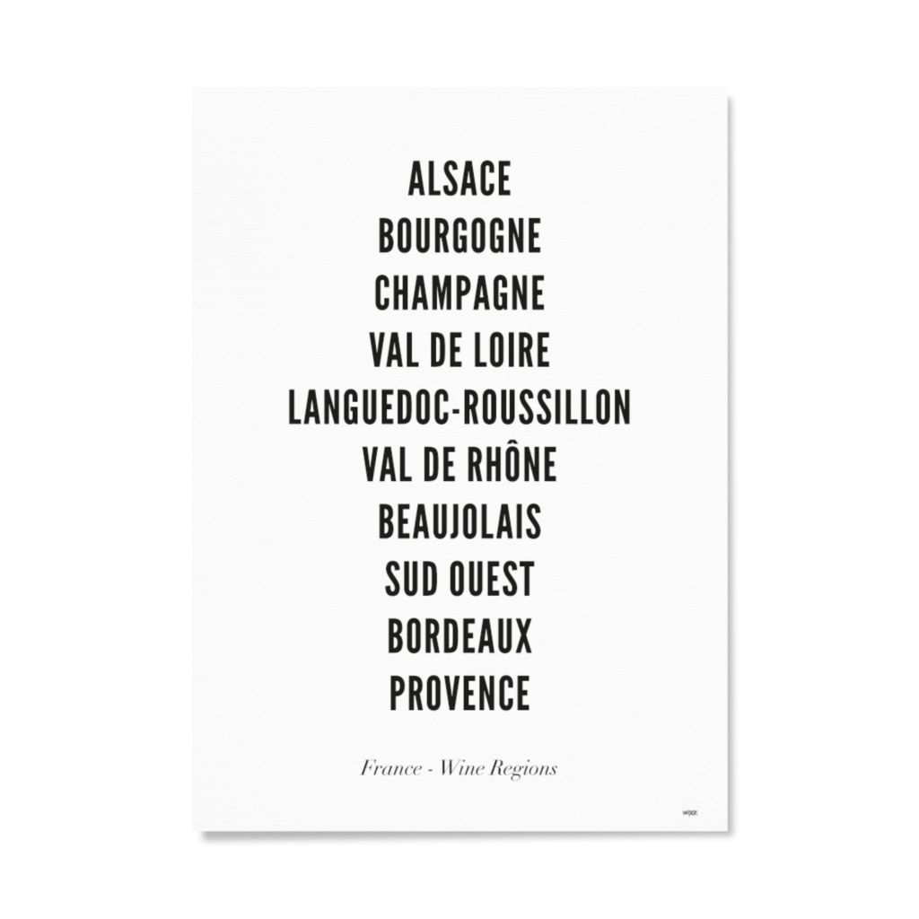 Poster of France - Wine Regions - Typo | WIJCK.