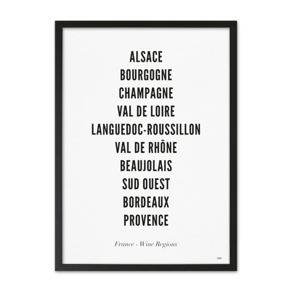 Poster of France - Wine Regions - Typo | WIJCK.
