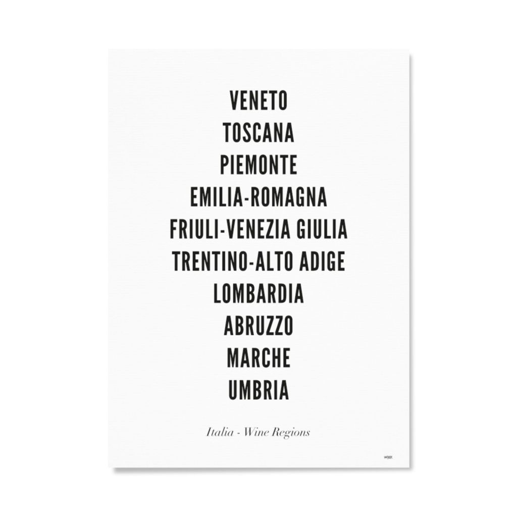 Poster von Italien - Weinregionen - Typo | WIJCK.