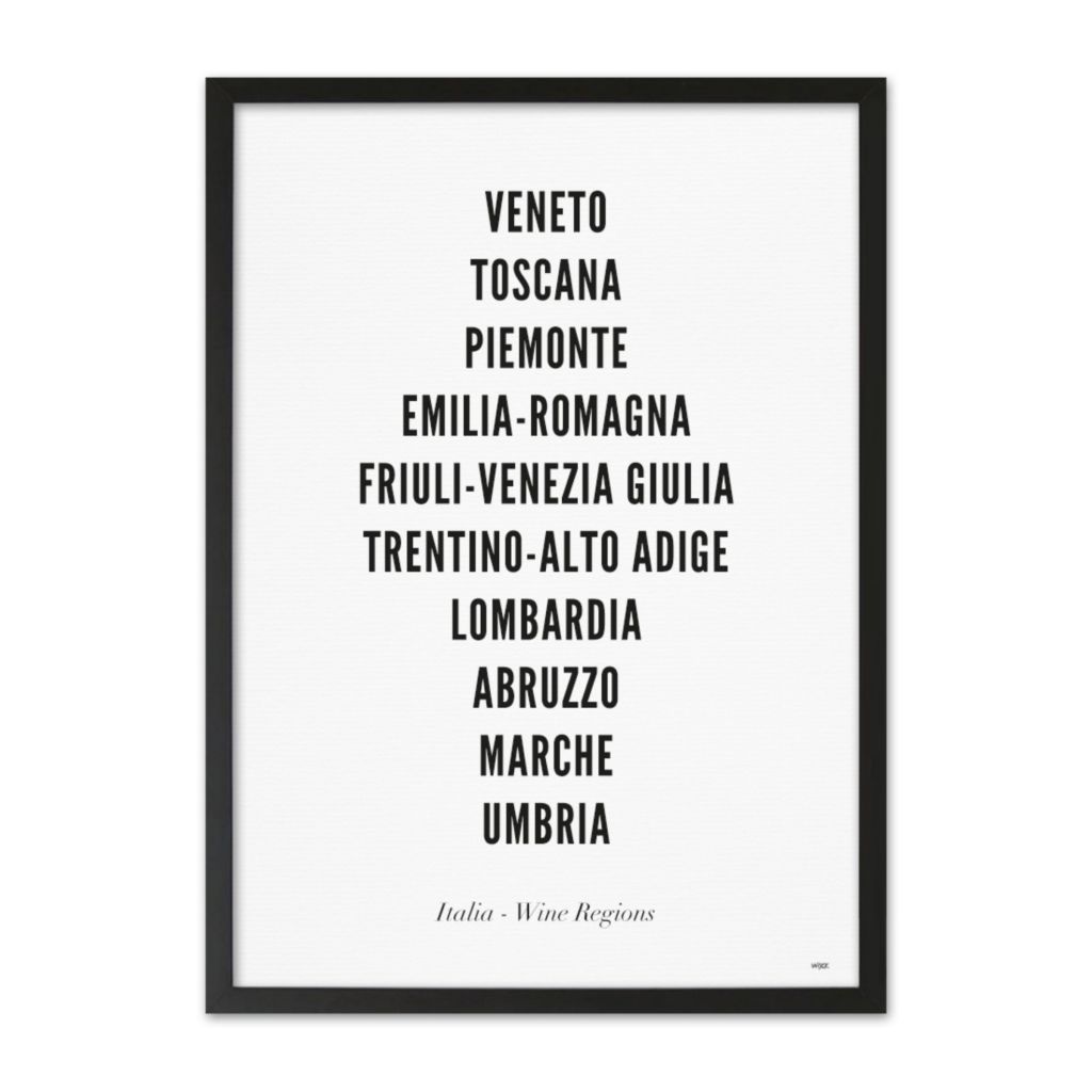 Poster von Italien - Weinregionen - Typo | WIJCK.