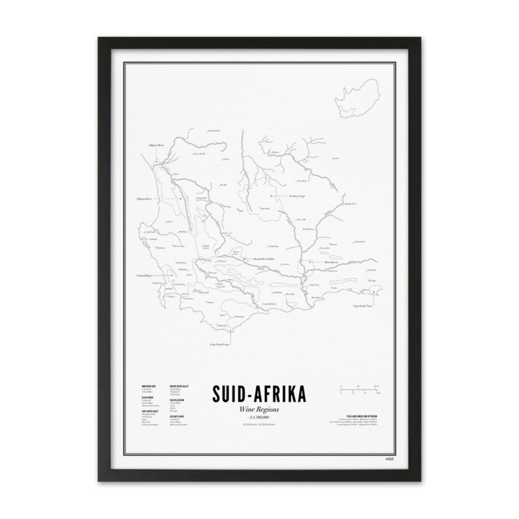 Poster van Zuid Afrika - Wijnregio's | WIJCK. 