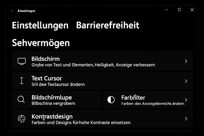 Windows 11 Barrierefreiheit-Einstellungen mit großer Schrift und hohem Kontrast - Anleitung für bessere Lesbarkeit