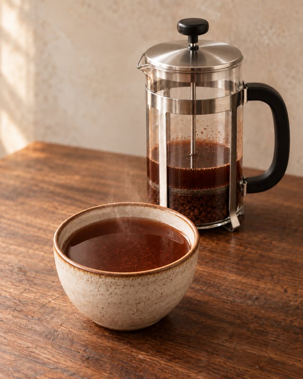A finished cup of brewed cacao