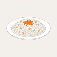 Flache Illustration typischer afghanischer Gerichte auf hellem Hintergrund