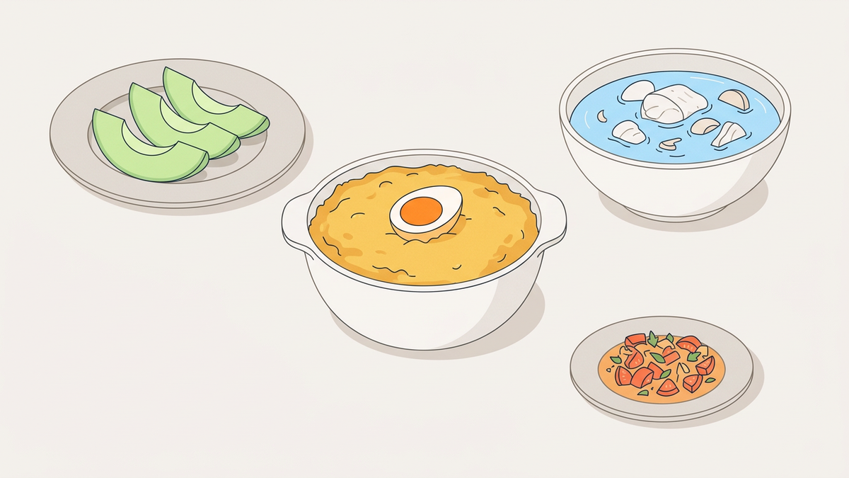 Flache Illustration typischer chilenischer Gerichte auf hellem Hintergrund