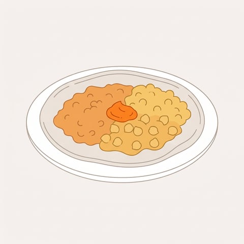 Flache Illustration traditioneller eritreischer Gerichte wie Injera auf hellem Hintergrund