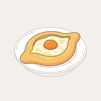 Flache Illustration typischer georgischer Gerichte auf einem hellen Hintergrund