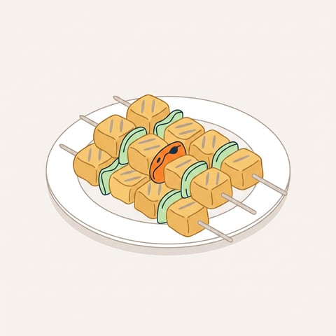 Flache Illustration typischer griechischer Gerichte auf einem hellen Hintergrund.