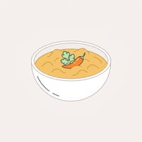 Flache Illustration typischer indischer Gerichte auf einem hellen Hintergrund.