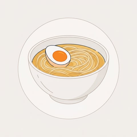 Flache Illustration typischer Gerichte der japanischen Küche auf hellem Hintergrund.