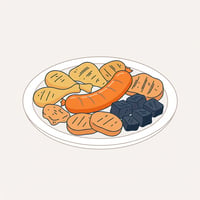 Flache Illustration typischer kroatischer Gerichte auf hellem Hintergrund