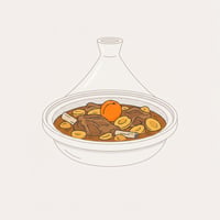 Flache Illustration marokkanischer Gerichte auf hellem Hintergrund
