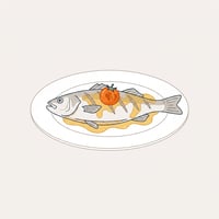 Flache Illustration verschiedener mediterraner Gerichte auf einem hellen Hintergrund.