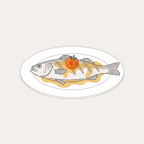 Flache Illustration verschiedener mediterraner Gerichte auf einem hellen Hintergrund.