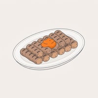 Flache Illustration typischer serbischer Gerichte auf hellem Hintergrund