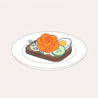 Flache Illustration skandinavischer Gerichte auf hellem Hintergrund.