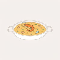 Flache Illustration typischer spanischer Gerichte auf hellem Hintergrund