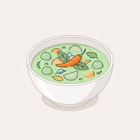 Flache Illustration typischer thailändischer Gerichte auf hellem Hintergrund