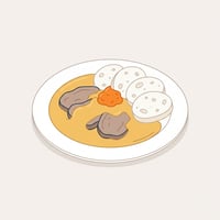 Flache Illustration typischer tschechischer Gerichte auf einem hellen Hintergrund.