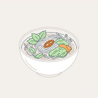 Flache Illustration typischer vietnamesischer Gerichte auf einem hellen Hintergrund