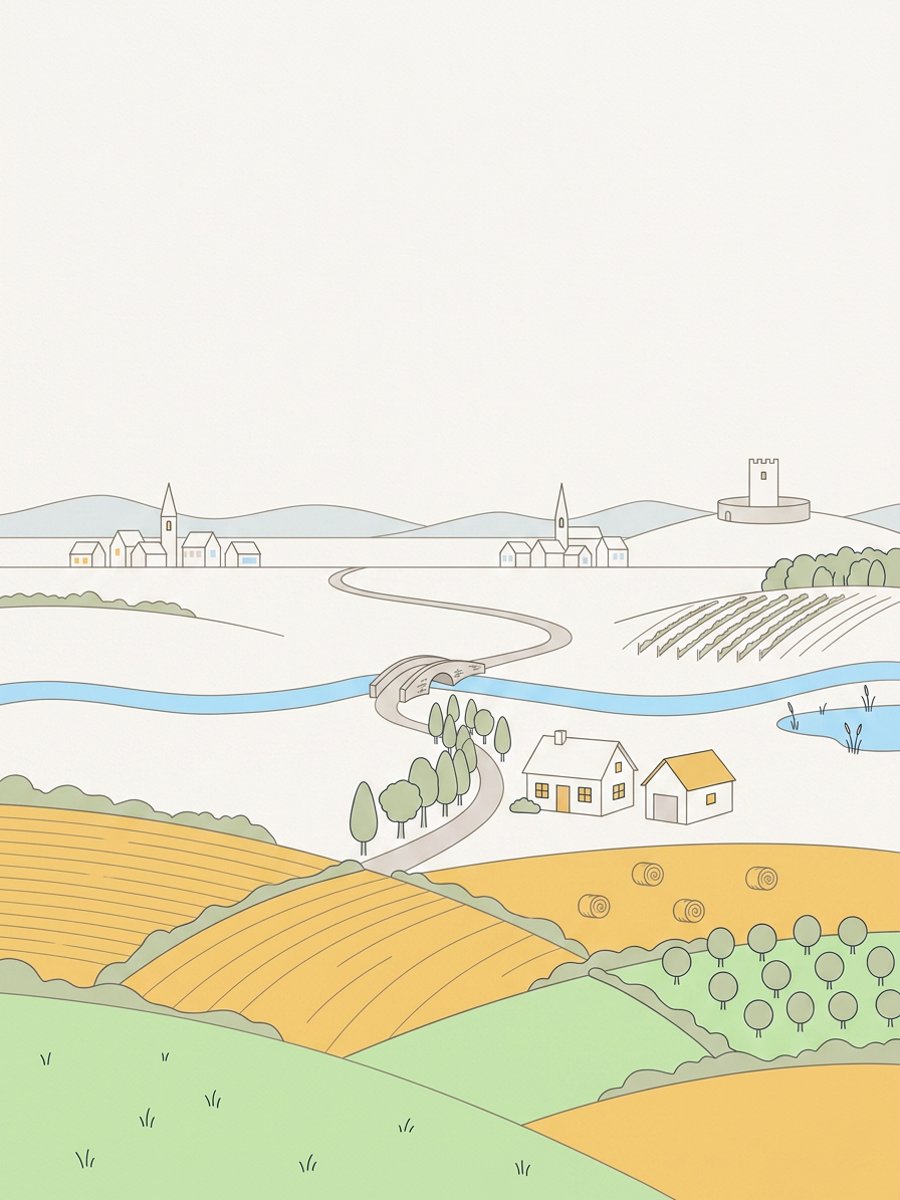 Illustrierte Landschaftsansicht von Thüringen