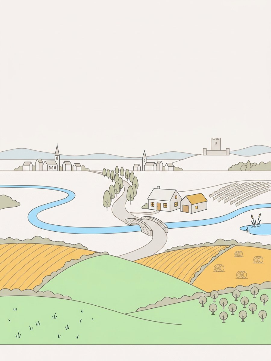 Illustrierte Landschaftsansicht von Baden-Württemberg