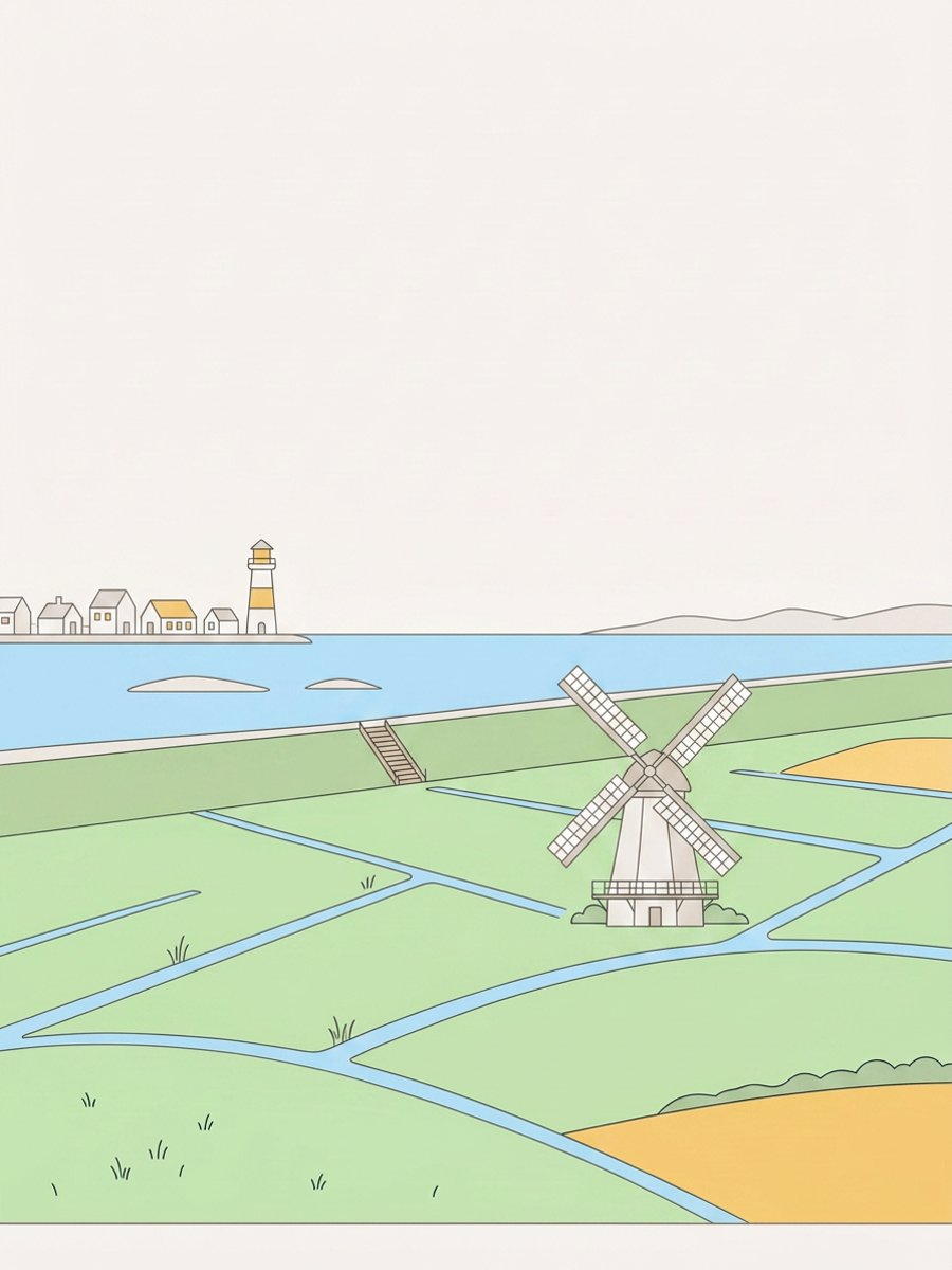 Illustrierte Landschaftsansicht von Schleswig-Holstein