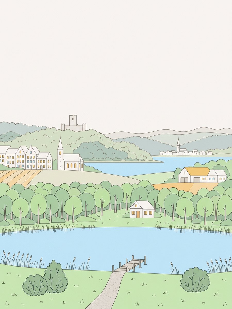 Illustrierte Landschaftsansicht von Hessen