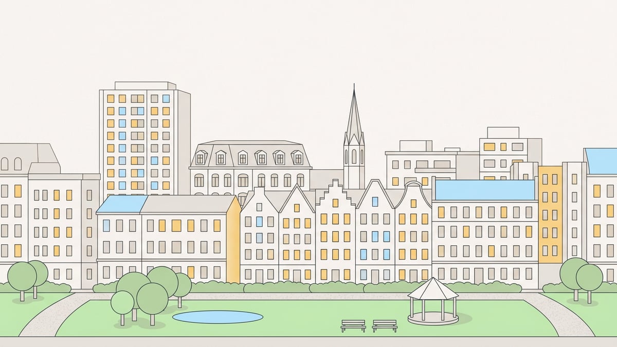 Illustrierte Stadtansicht von Bochum
