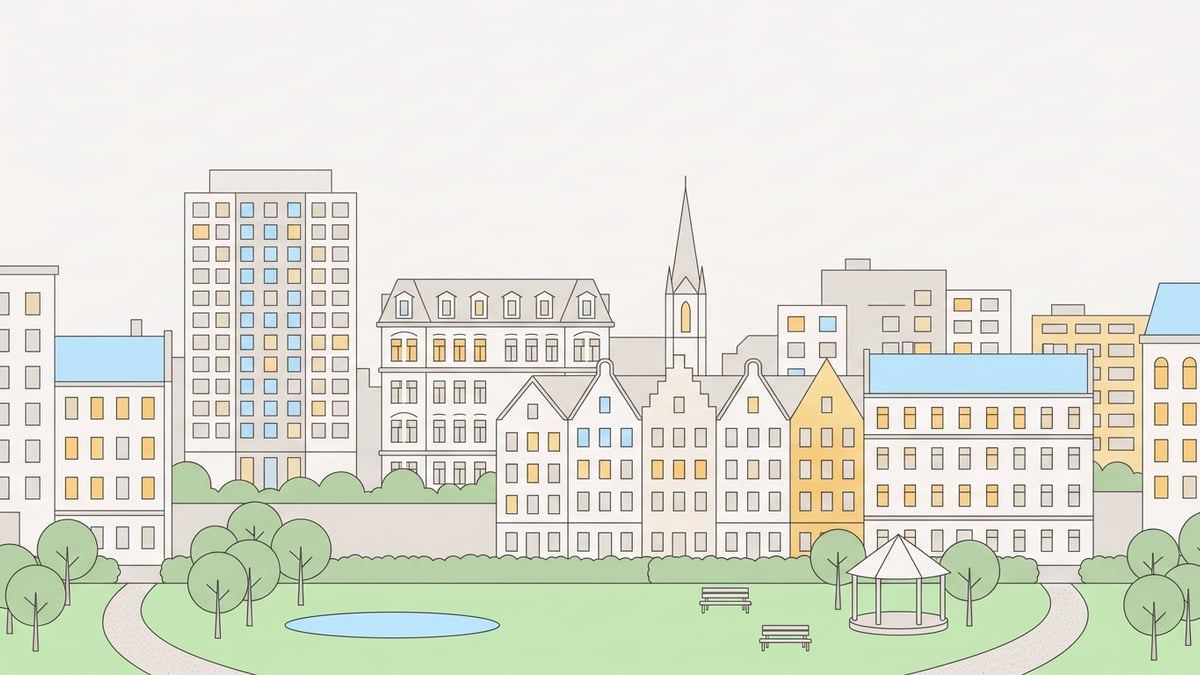 Illustrierte Stadtansicht von Duisburg