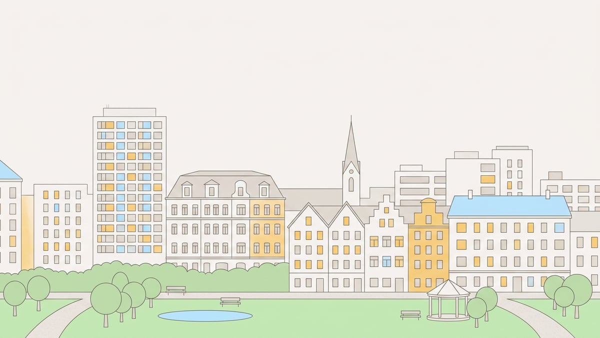 Illustrierte Stadtansicht von Bielefeld
