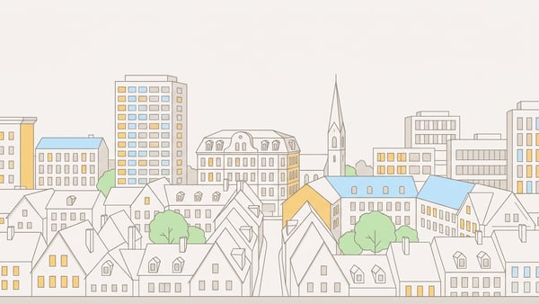 Illustrierte Stadtansicht von Karlsruhe