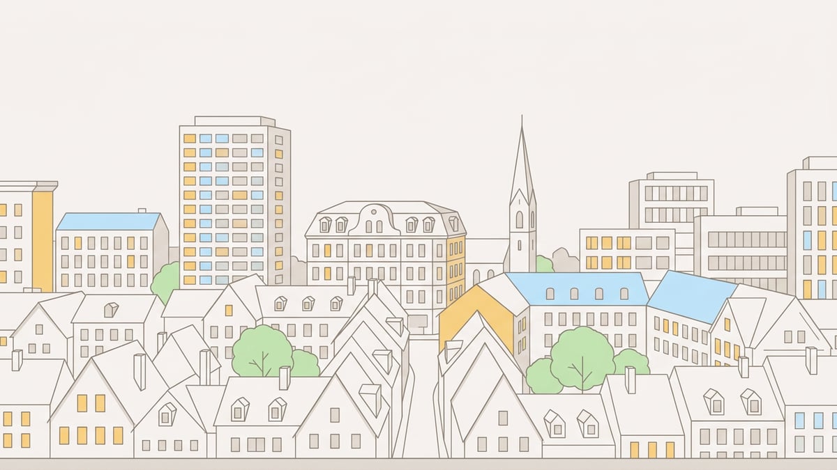 Illustrierte Stadtansicht von Karlsruhe