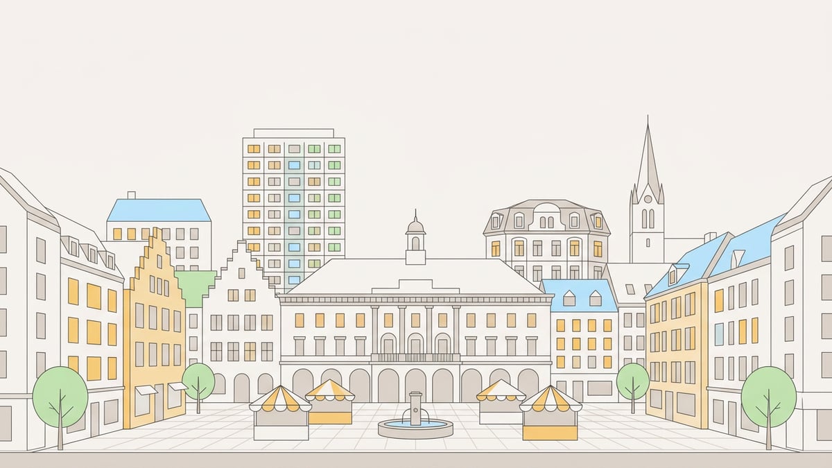 Illustrierte Stadtansicht von Augsburg