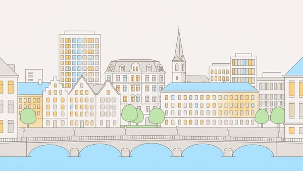 Illustrierte Stadtansicht von Dortmund