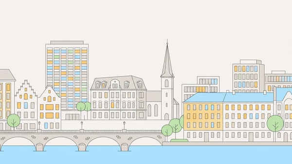 Illustrierte Stadtansicht von Frankfurt am Main