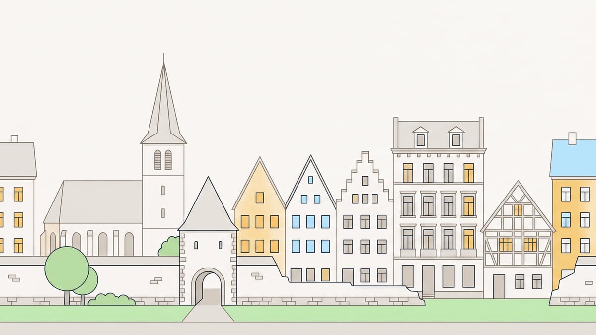 Illustrierte Stadtansicht von Bocholt