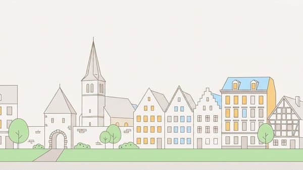 Illustrierte Stadtansicht von Moers
