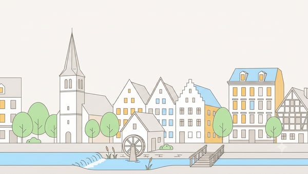 Illustrierte Stadtansicht von Oberhausen