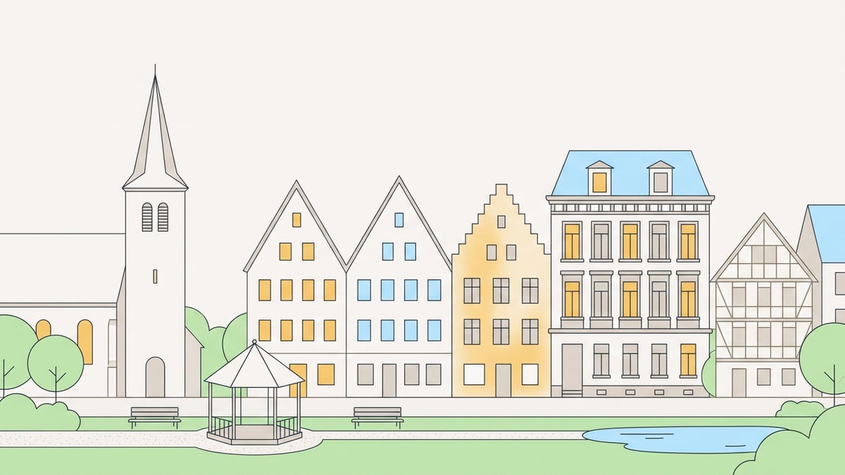 Illustrierte Stadtansicht von Darmstadt
