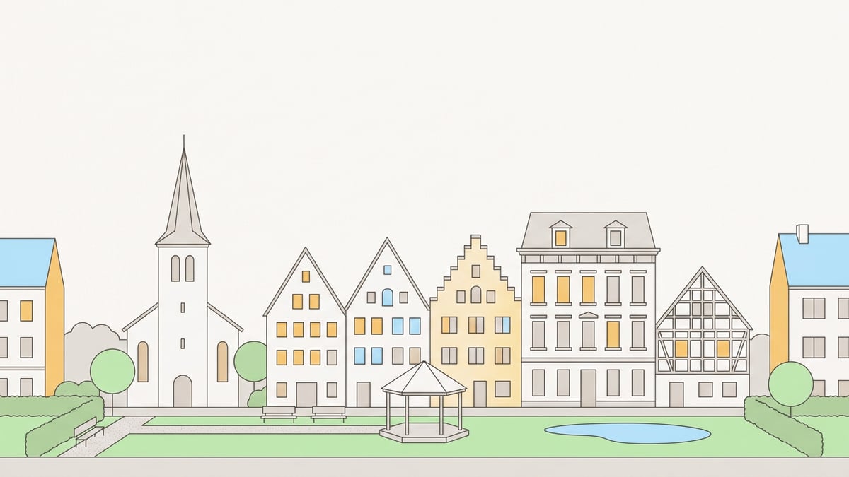 Illustrierte Stadtansicht von Neuss
