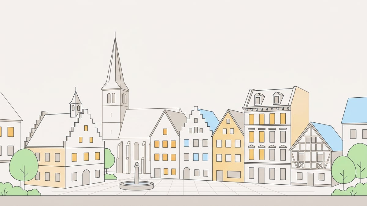 Illustrierte Stadtansicht von Koblenz
