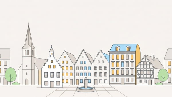 Illustrierte Stadtansicht von Krefeld