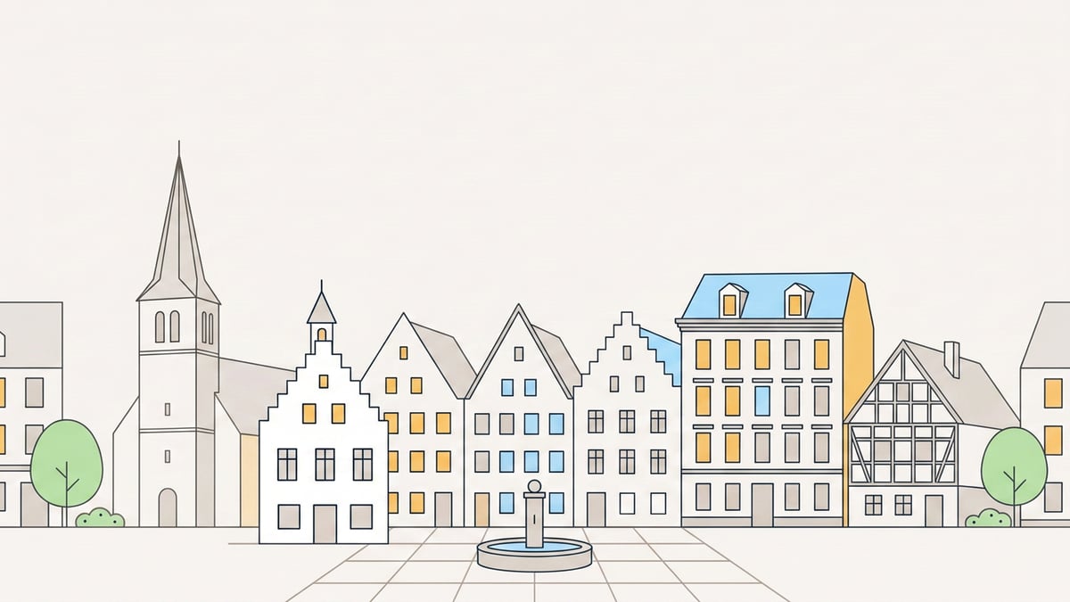 Illustrierte Stadtansicht von Krefeld