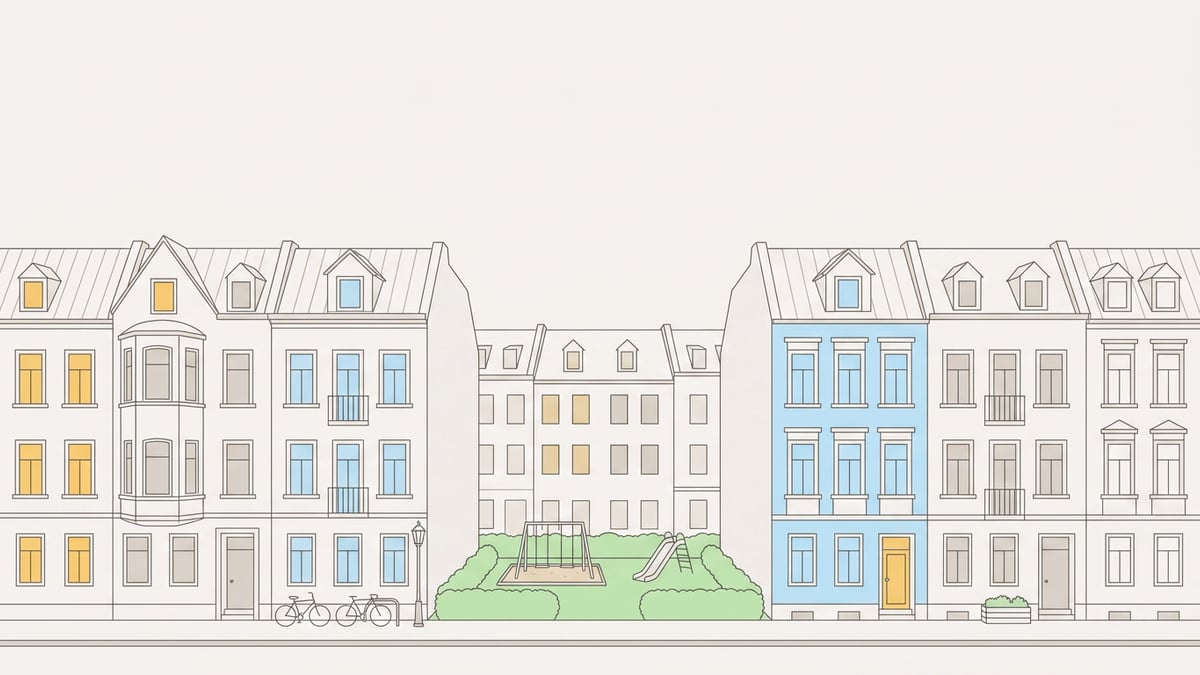 Illustrierte Straßenansicht von Hardt-Mitte